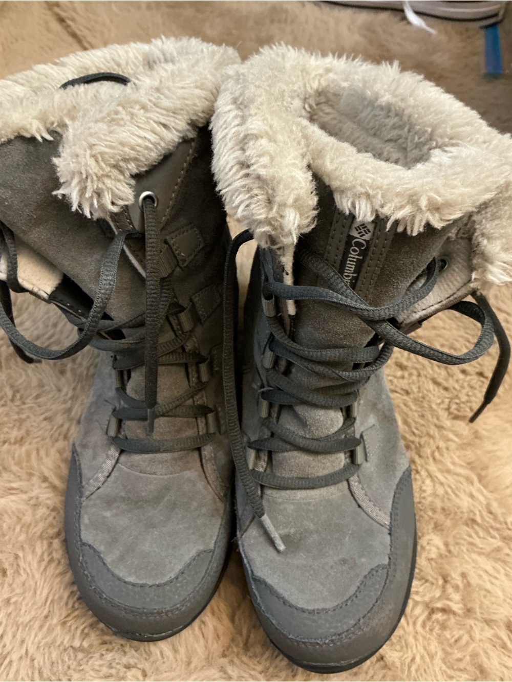 Columbia Youth Ice Maiden II Waterproof Winter Snow Boots Gray Suede Size 4